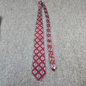 Mark Alexander Silk Tie Red Geometric Pattern Vintage USA Imported Silk Classic